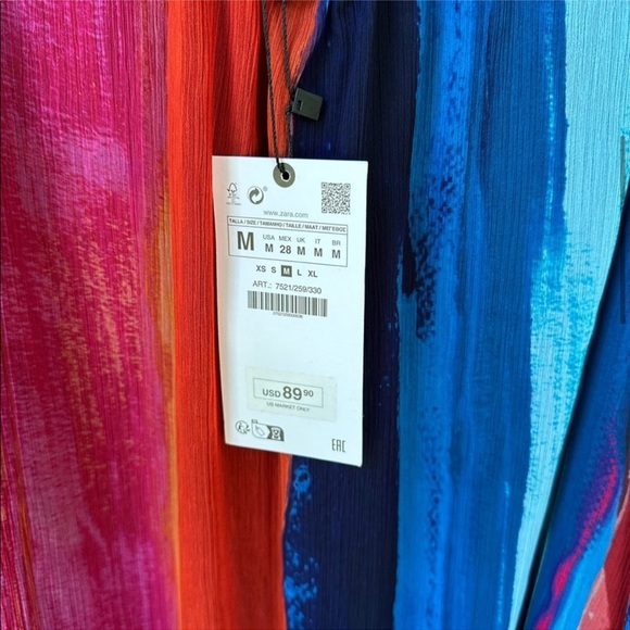 NWT ZARA Beaded Halter Neck Multicolor Chiffon Dress, size M - Picture 6 of 7